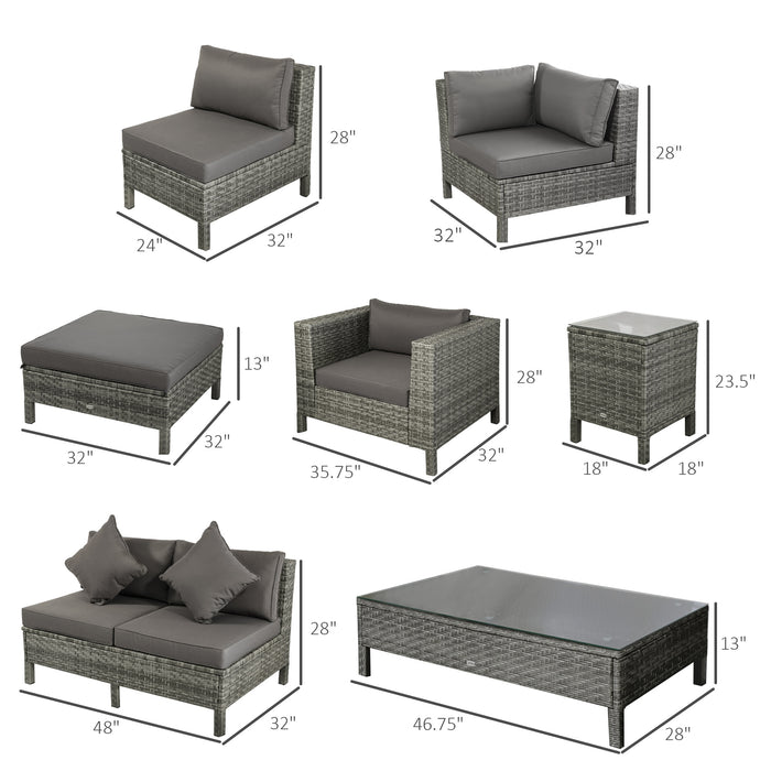 9-Piece Patio Furniture Sets Outdoor Conversation Sets, Sofa with Removable Cushion, Footstool and Coffee table