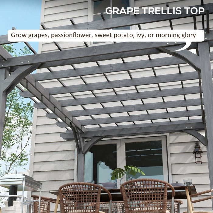 Gray Wooden Haven: 12x10ft Sturdy Pergola for Patios & Backyards