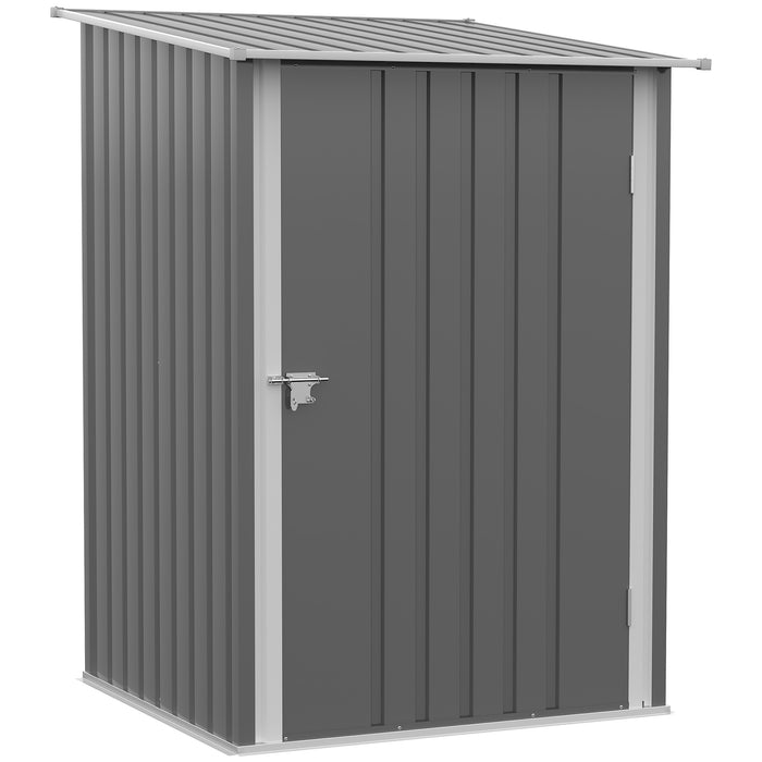 Lean-to Garden Storage Shed 3.3x3.4 ft Galvanized Steel with Lockable Door Gray