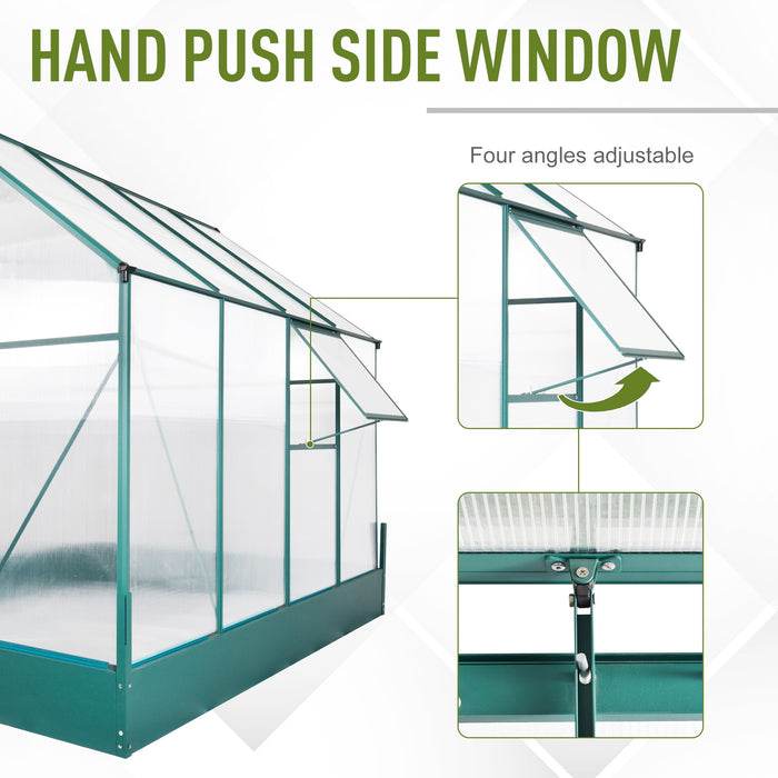 6' x 8' x 7' Walk-in Polycarbonate Greenhouse, Hobby Greenhouse for Backyard/Outdoor with Temperature Controlled Window