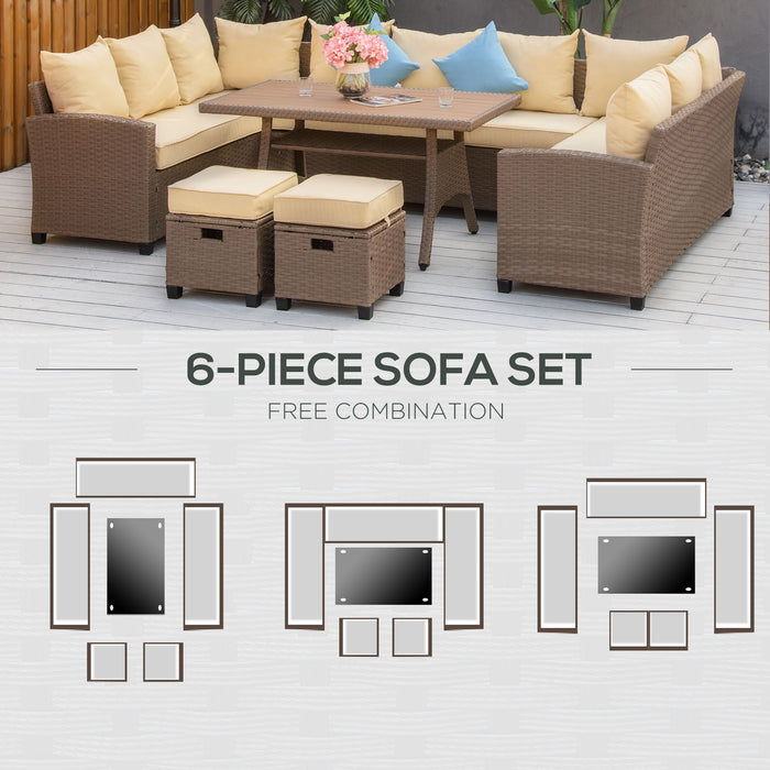 Outsunny Stylish Patio Suite: 6PC Woven PE Rattan Lounge Set with Cushions, Coffee Table