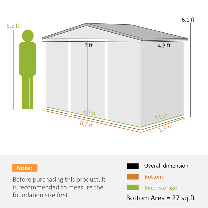 Outdoor Shed 7 x 4 Brown Garden Storage Organizer with Vents Sliding Doors for Patio Lawn