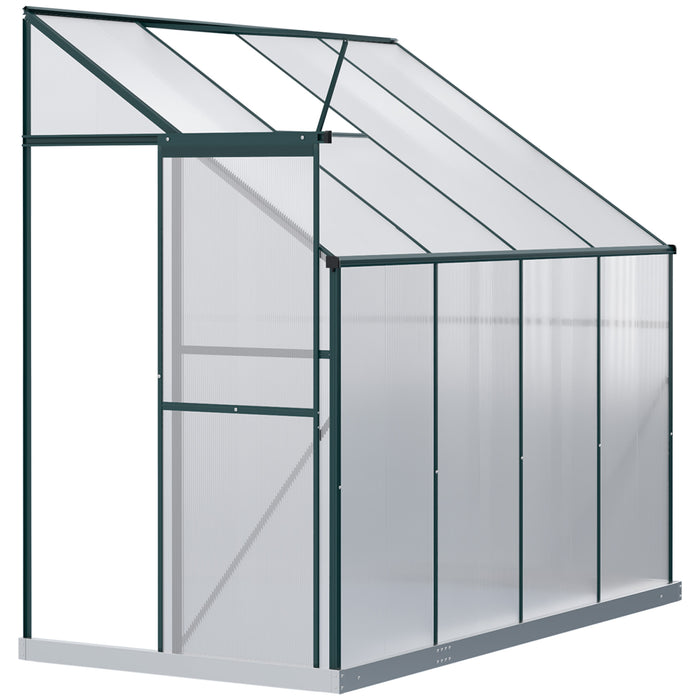 Outsunny Walk-In Garden Greenhouse Aluminum Polycarbonate with Roof Vent for Plants Herbs Vegetables 8' x 4' x 7' Green