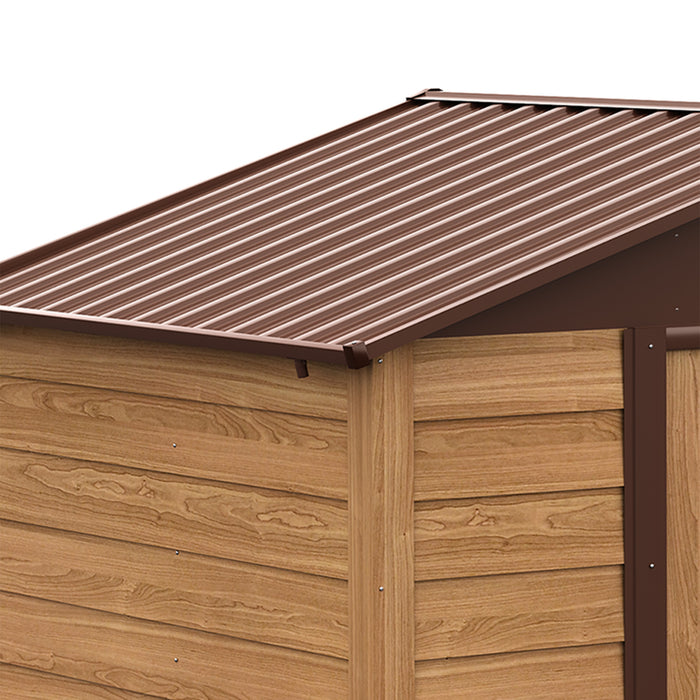 Metal Outdoor Storage Shed 7.7 x 6.4 with 2 Doors 4 Ventilation for Patio Backyard Lawn Outdoor Furniture Brown