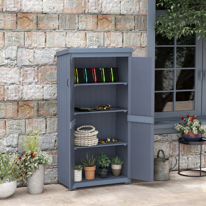 Garden Shed Gray Outdoor Storage Cabinet with Waterproof Galvanized Roof Lockable Door for Secure Storage