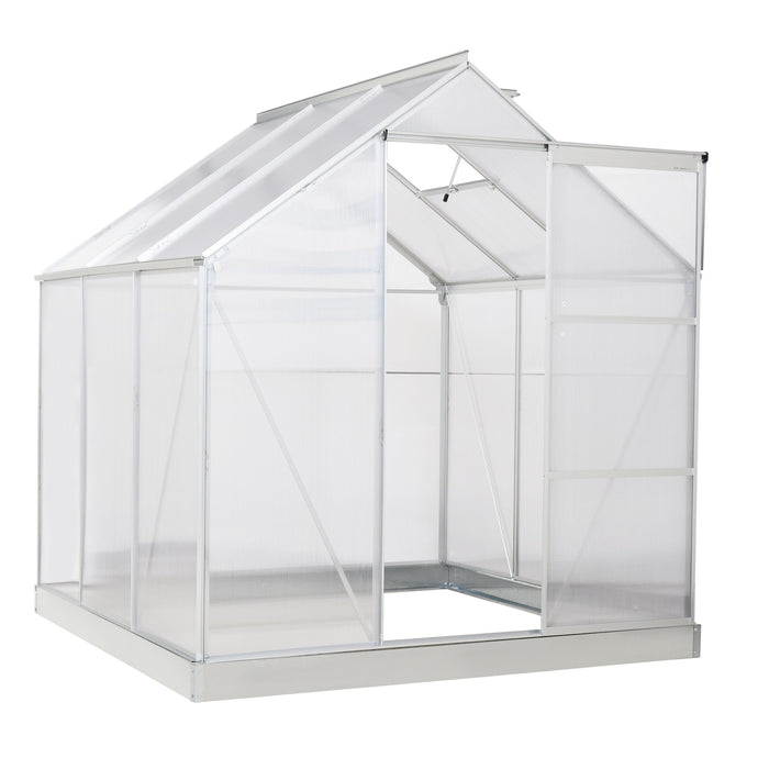 6' x 6' Portable Walk-In Greenhouse, Outdoor Plant Gardening Green House Canopy w/ Sliding Door & Adjustable Window, Silver