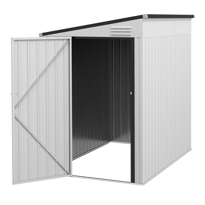 Outsunny Outdoor Storage Shed 4x6 ft Lean-to Design with Lockable Door and Vents for Garden Tools Patio Lawn White