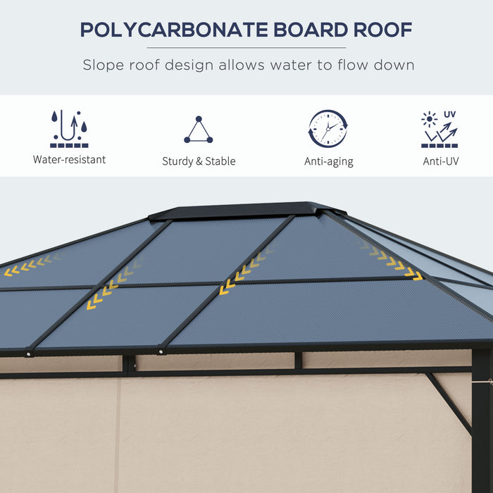 Hardtop Gazebo: 10'x12' Polycarbonate Roof Canopy for Patio & Backyard