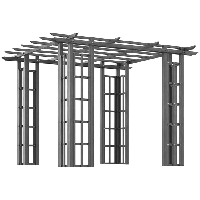 9' x 9' Vinyl Pergola, PVC Outdoor Gazebo Grape Trellis, for Garden, Patio, Backyard, Deck