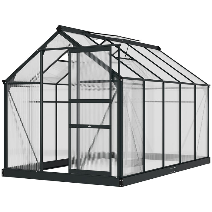 6' x 10' x 7' Polycarbonate Greenhouse, Heavy Duty Outdoor Aluminum Greenhouse Kit with Vent and Door for Backyard Garden, Gray