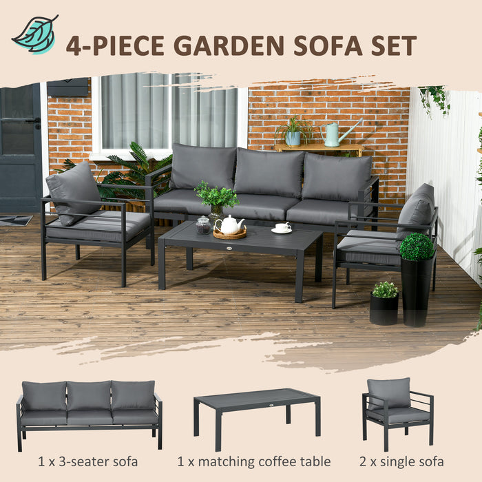 Conversation Oasis: 4-Piece Water-Resistant Patio Furniture Set with Sofa, Chairs & Table