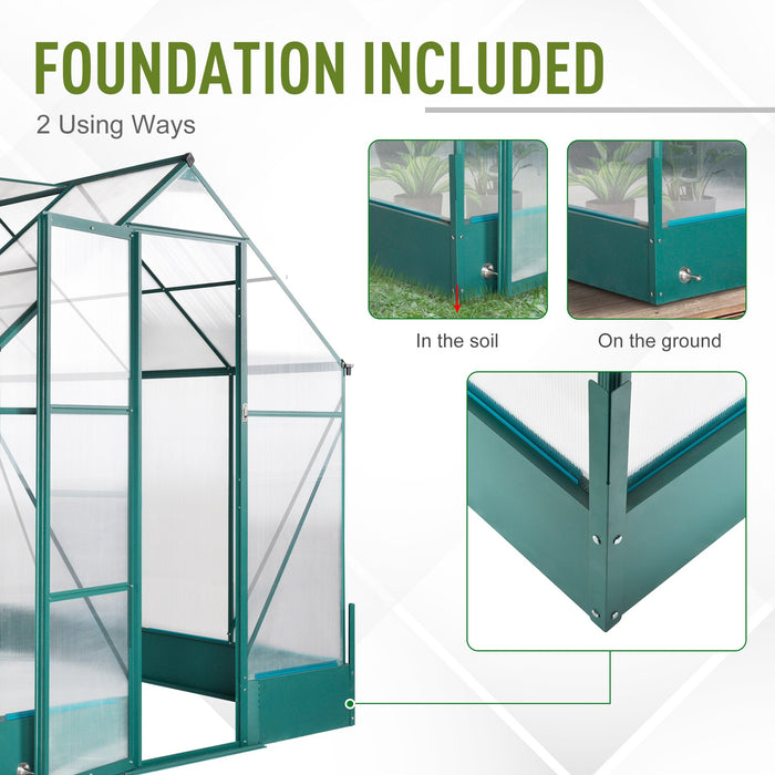 6' x 8' x 7' Walk-in Polycarbonate Greenhouse, Hobby Greenhouse for Backyard/Outdoor with Temperature Controlled Window