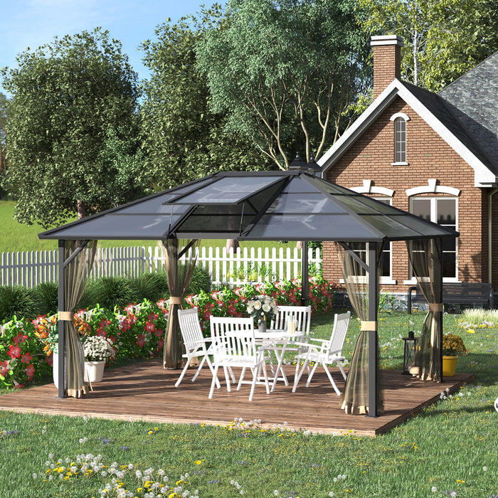 Hardtop Gazebo 14x12 with Polycarbonate Canopy Aluminum Frame Grey