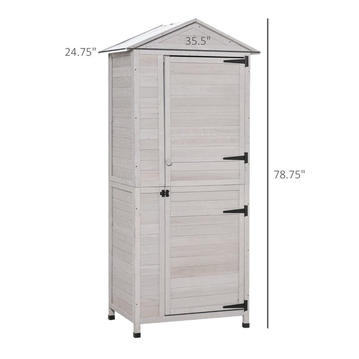 Outsunny Wooden Garden Cabinet 4-Tier Storage Shed - 845-360