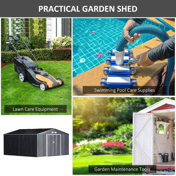 11' x 12.5' x 6.5' Outdoor Backyard Garden Tool Shed