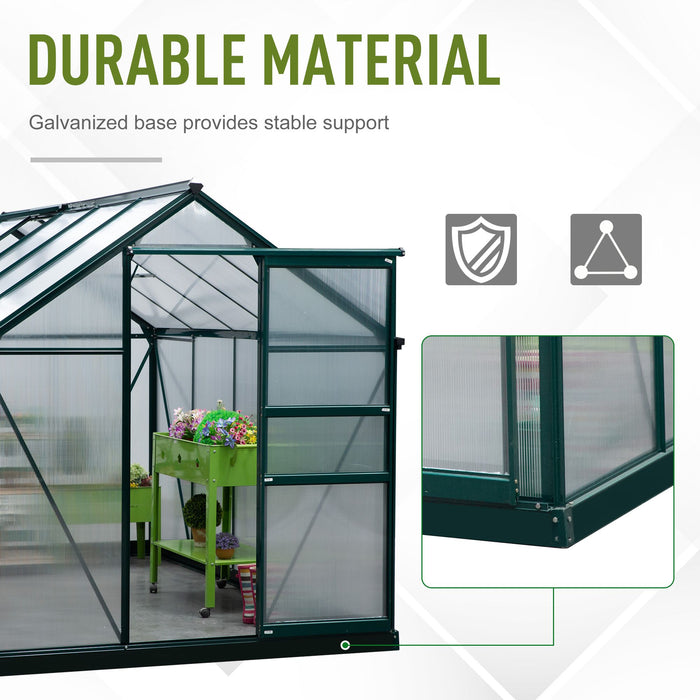 10' x 6' x 7' Garden Greenhouse for Backyard/Outdoor Use with Window and Door, Aluminum Frame, PC Board