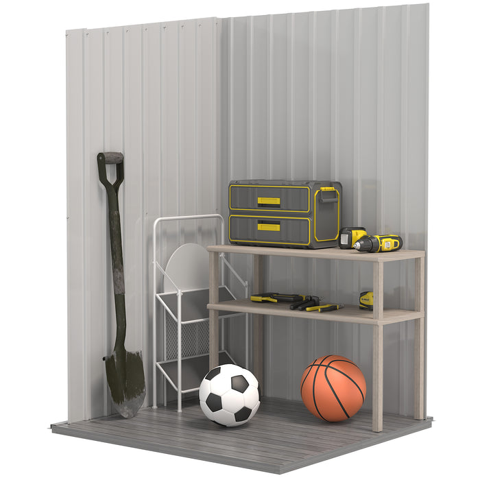 Lean-to Garden Storage Shed 3.3x3.4 ft Galvanized Steel with Lockable Door Gray