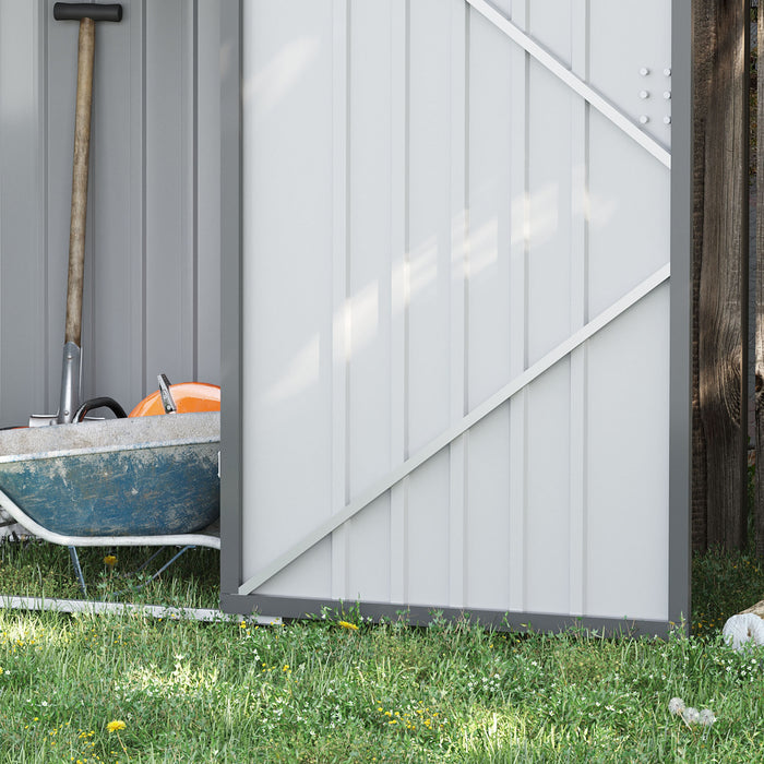 Lean-to Garden Storage Shed 3.3x3.4 ft Galvanized Steel with Lockable Door Gray