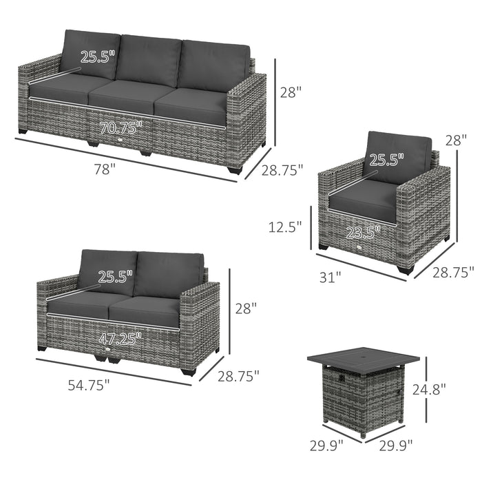 Outsunny Patio Furniture Set, Cushions, Sofa, Storage Table, Gray