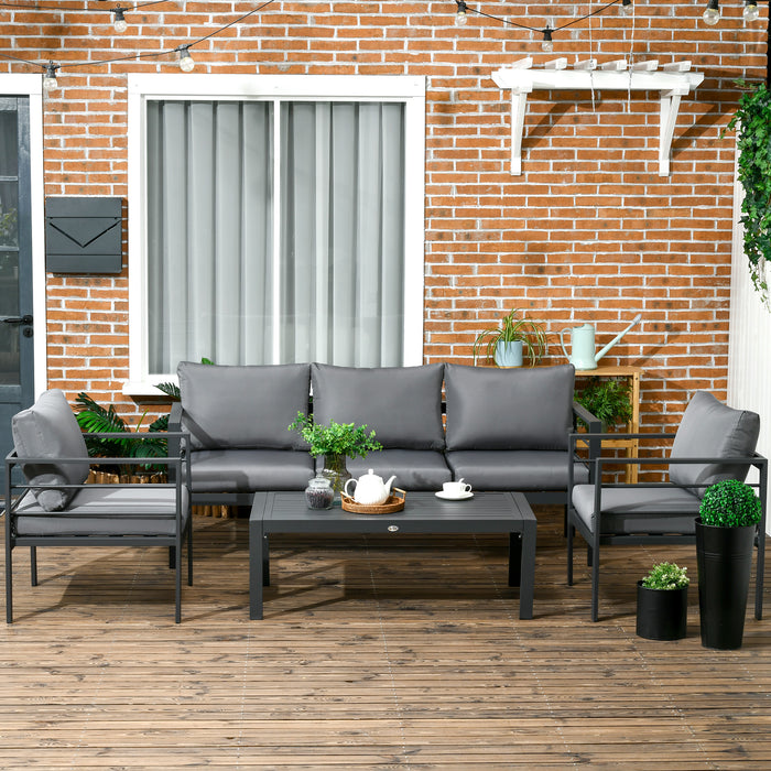 Conversation Oasis: 4-Piece Water-Resistant Patio Furniture Set with Sofa, Chairs & Table