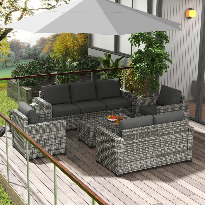 5 Piece Wicker Patio Furniture Set Gray Outdoor PE Rattan Sectional with Thick Padded Cushions and Storage