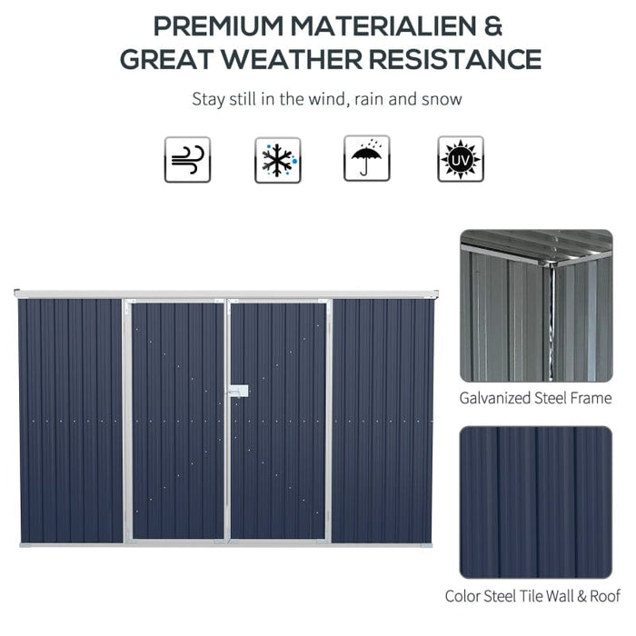 11' x 6' x 6' Steel Garden Storage Shed - 845-680GY