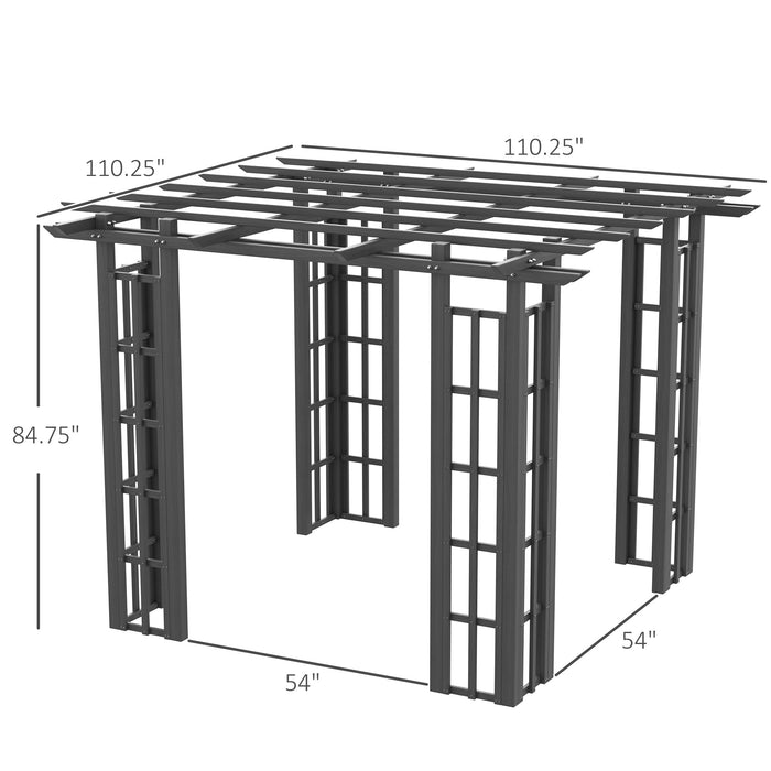 9' x 9' Vinyl Pergola, PVC Outdoor Gazebo Grape Trellis, for Garden, Patio, Backyard, Deck