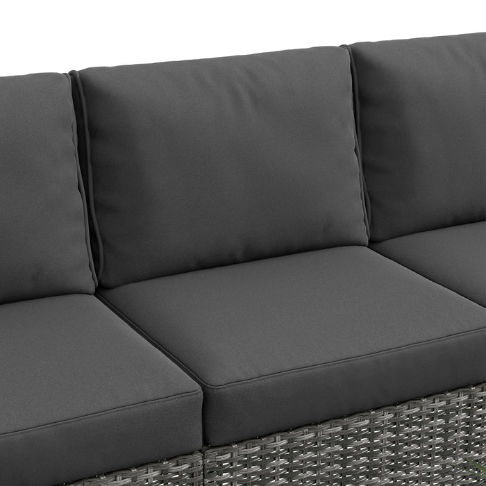 5 Piece Wicker Patio Furniture Set Gray Outdoor PE Rattan Sectional with Thick Padded Cushions and Storage