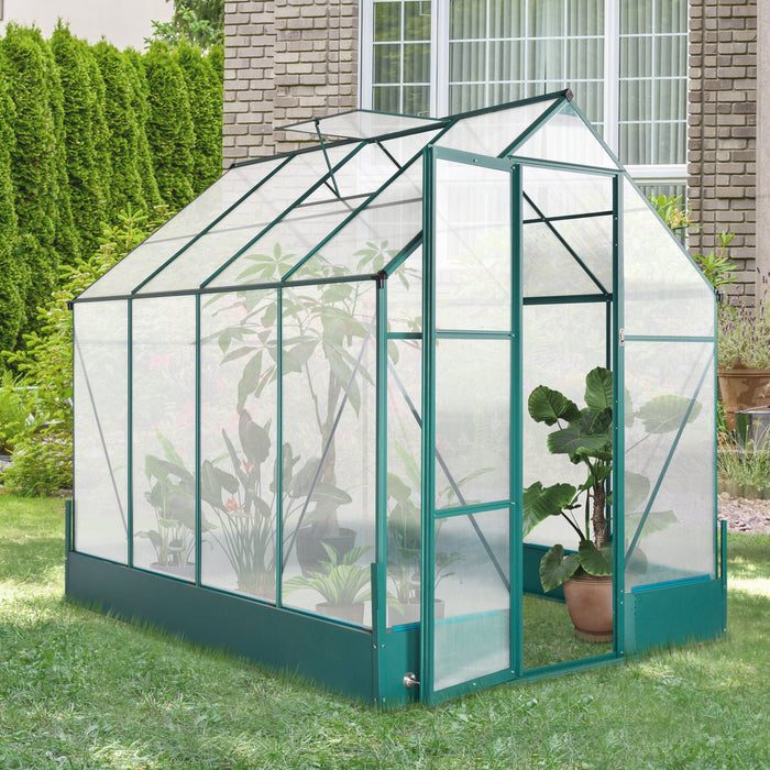 6' x 8' x 7' Walk-in Polycarbonate Greenhouse, Hobby Greenhouse for Backyard/Outdoor with Temperature Controlled Window