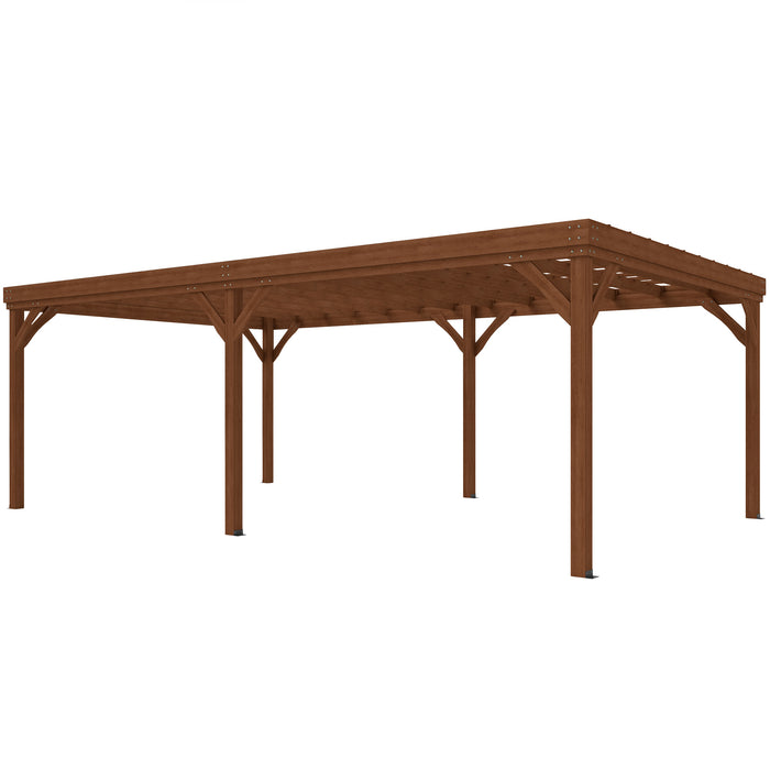 12' x 20' Outdoor Wooden Pergola, Grape Vine Gazebo with Concrete Anchors for Garden, Patio, Backyard, Deck, Brown