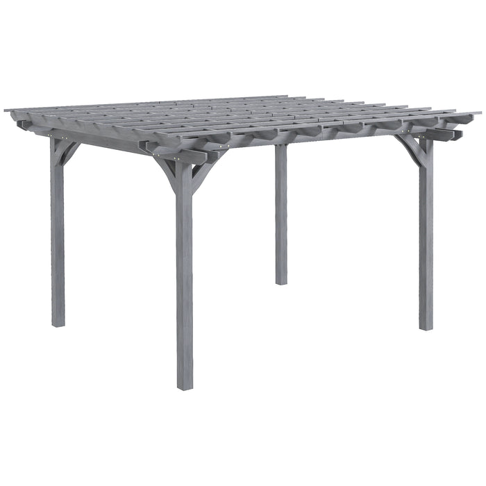 Gray Wooden Haven: 12x10ft Sturdy Pergola for Patios & Backyards